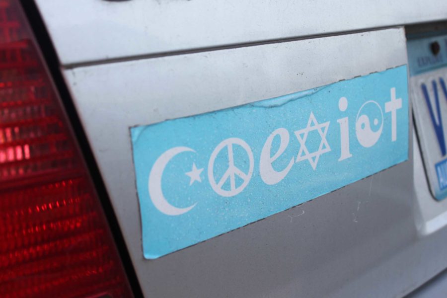 A students bumper sticker that echoes the sentiment of peaceful coexistence. Photo / Tessa Ostvig