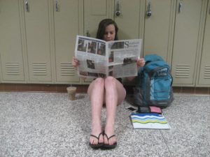 Junior Casey Schultz catches up on the local news in a recent edition of The Spartan Speaks.