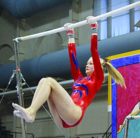 Gymnast Kylie Thedens competing in last years state competition.