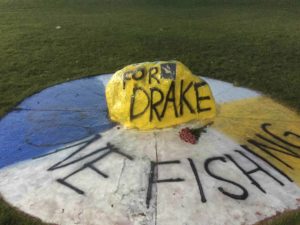 
The rock outside of Orono High School in dedication to Drake Shaver.