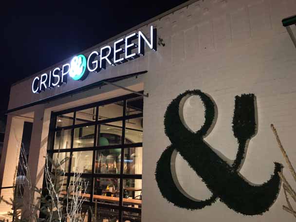 The outside of the modernized healthy restaurant Crisp and Green on Lake Street in Downtown Wayzata. 
