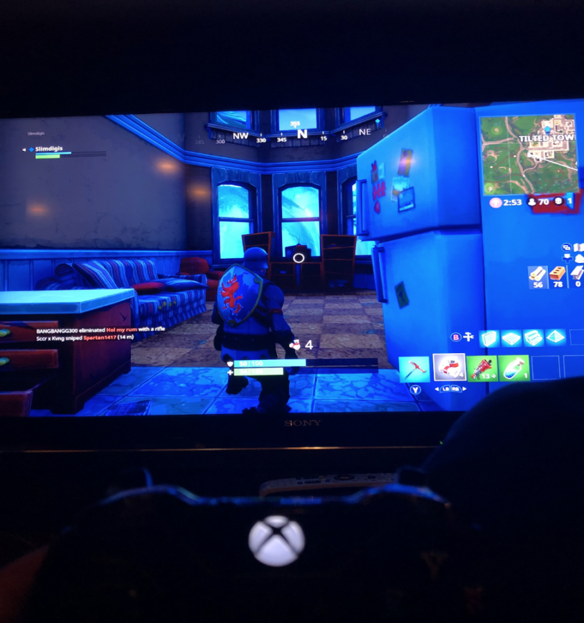 Mitch Adams playing an intense game of fortnite on the Xbox 1

