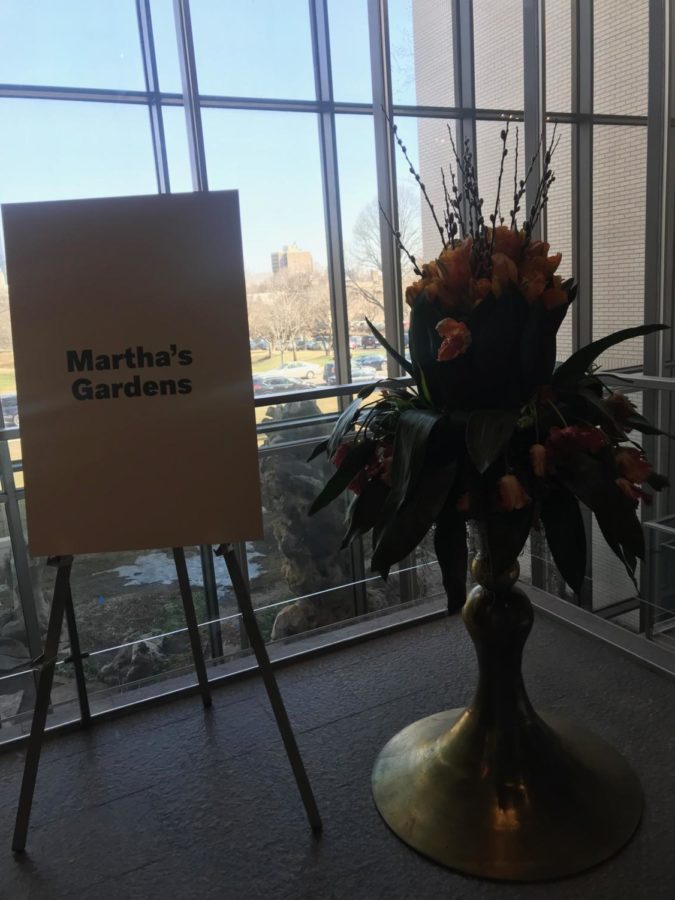 The first flower piece shown on display. 