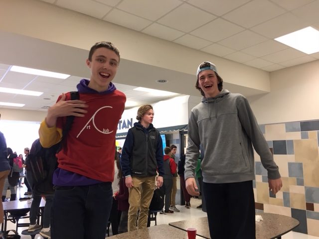 Adam and Will take part in the first ever Lunch Switch Up day at OHS.