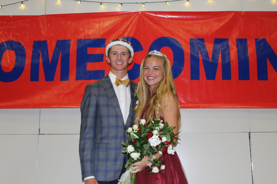 Homecoming Queen Ellie Melander and King Finn Grandy pose after their selection.