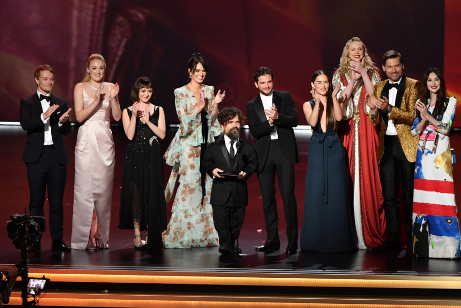 The cast of Game of Thrones appears onstage at the Emmys.