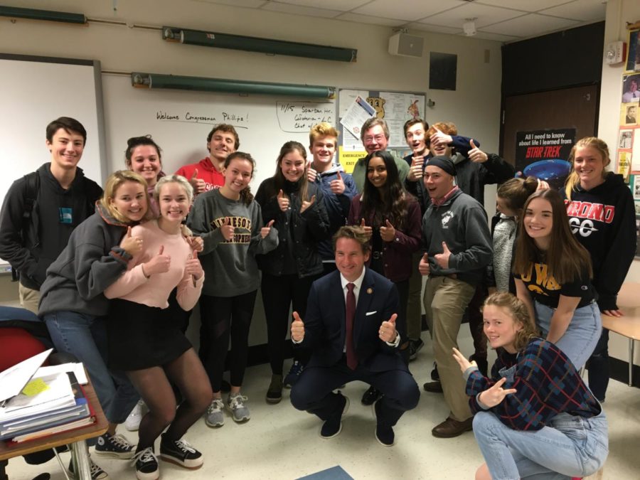 Mr. Herrings University of Minnesota Honors Political Science class welcomes Dean Phillips to their class.