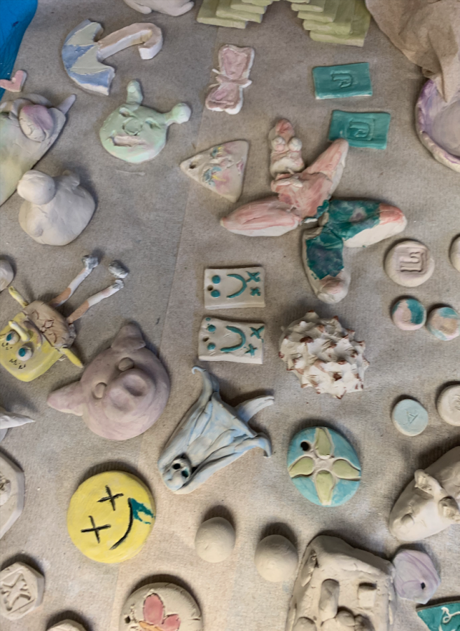 Students made small clay pieces during their January meeting.