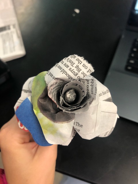 An example of one of the finished roses made by all those at the meeting. 
