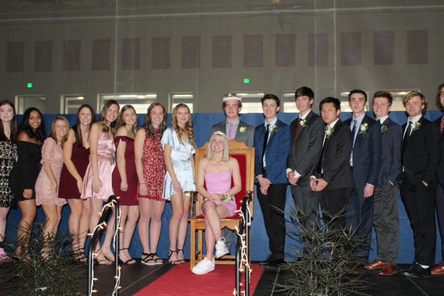 The Winterfest Court poses for the audience with newly crowned King Gus Hendrickson and Queen Grace Berbig.