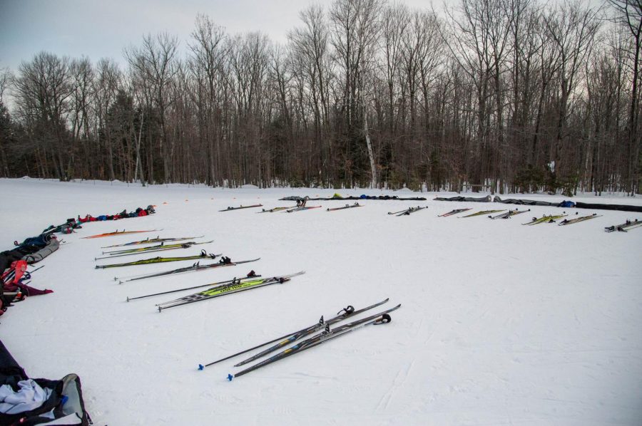 Nordic+Skis+laid+out+for+the+upcoming+Ski-a-thon