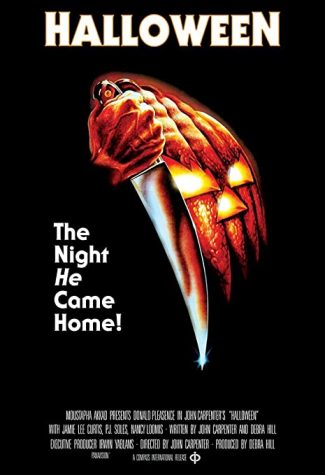This is the official movie poster for the 1978 classic, Halloween, starring Jamie Lee Curtis.