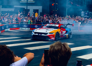 Mike Rockenfeller driving his Ford Mustang GT3. 