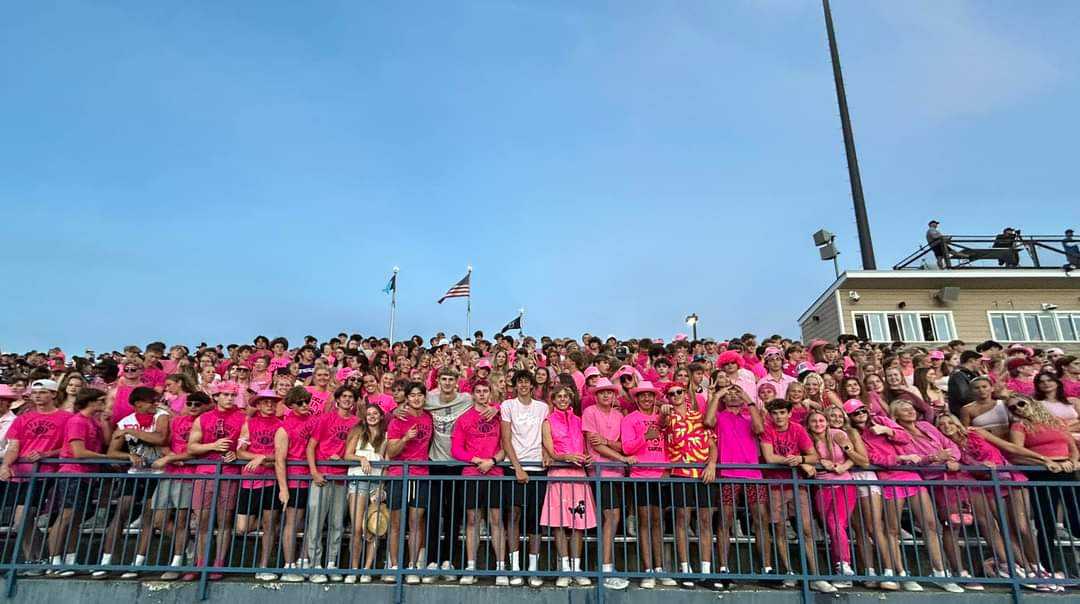 OHS students at home football game on Friday, September 13th. Theme is "Tackle Cancer" and "Pink Out"