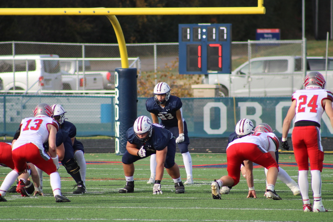 The Orono Spartans line up against Mound.