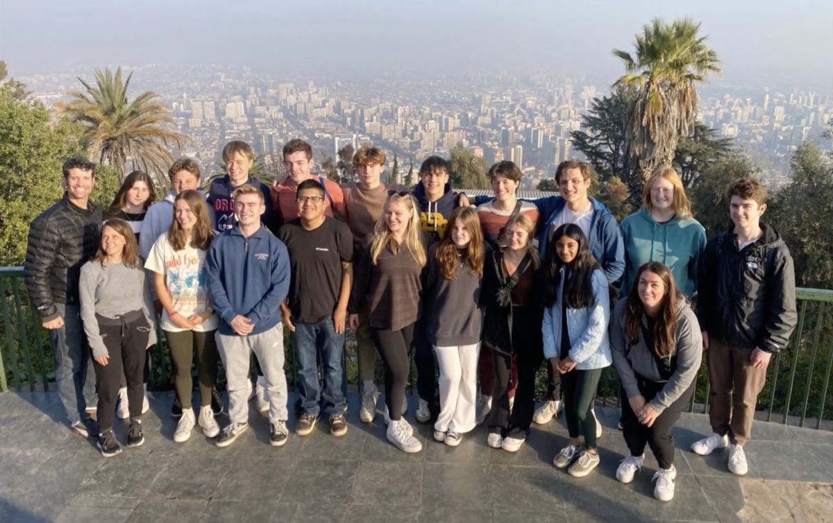 Students on the Spanish trip in 2023 pose in Santiago, Chile.