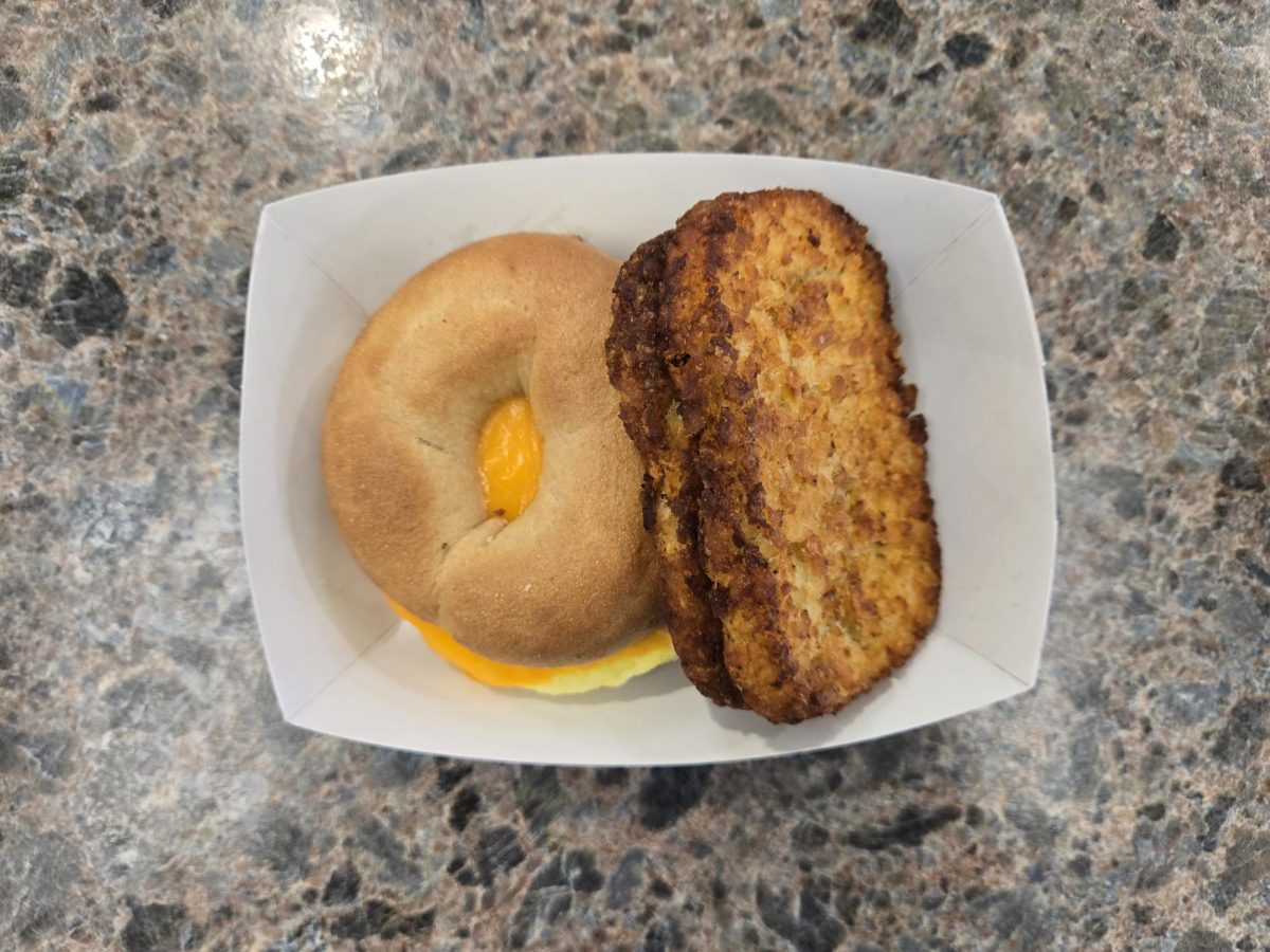 Breakfast Bagel Sandwich with Hash Browns