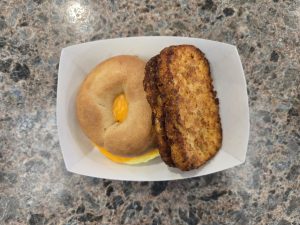 Breakfast Bagel Sandwich with Hash Browns
