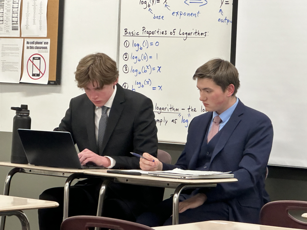 Captains Owen Marks and Keagan Klaers prepare for a debate.